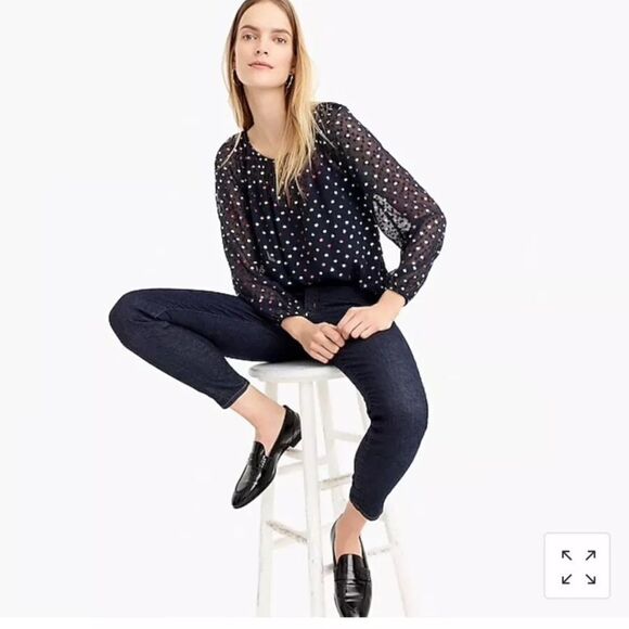 J. CREW- Popover in Rainbow Clip Dot Chiffon Semi Sheer Navy Multi, Size XL - Picture 13 of 13